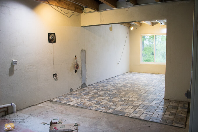 13. This was taken around 3 pm Thursday 3/4/2017 after a full day of tiling. | Kitchen Renovation New Tile Floor – Check out the latest from the Life’s Little Sweets home kitchen renovation being our tile floor odyssey this past week (and other updates with 45 photos!)