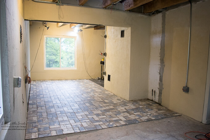14. We learned smaller tiles like these 4 x 8 inch tiles, take longer to lay down | Kitchen Renovation New Tile Floor – Check out the latest from the Life’s Little Sweets home kitchen renovation being our tile floor odyssey this past week (and other updates with 45 photos!)