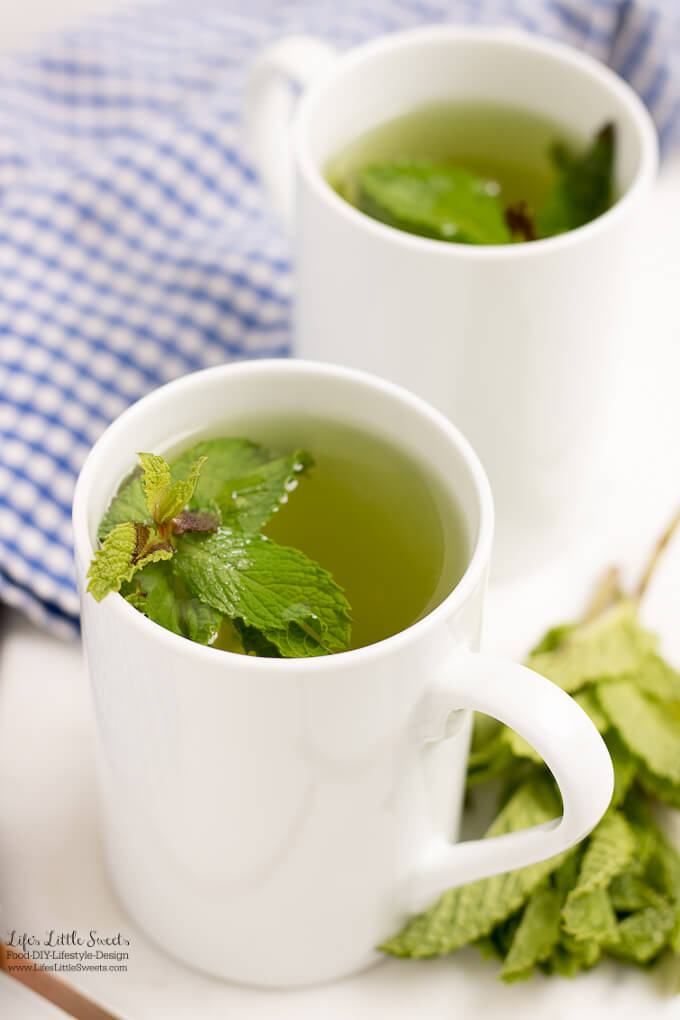 #Ad - Hot | This Fresh Mint Tea recipe is light, so easy to prepare and delicious to enjoy. All you need is fresh mint leaves, boiling water and a few minutes and then you can be some Fresh Mint Tea! Enjoy hot or cold. #ForWhatMattersMost #CollectiveBias @target @TYLENOL www.lifeslittlesweets.com #freshmint #tea #recipe #hottea #mint #minttea #icedtea