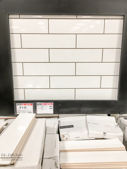Possible back splash white subway tile | Kitchen Renovation New Tile Floor – Check out the latest from the Life’s Little Sweets home kitchen renovation being our tile floor odyssey this past week (and other updates with 45 photos!)