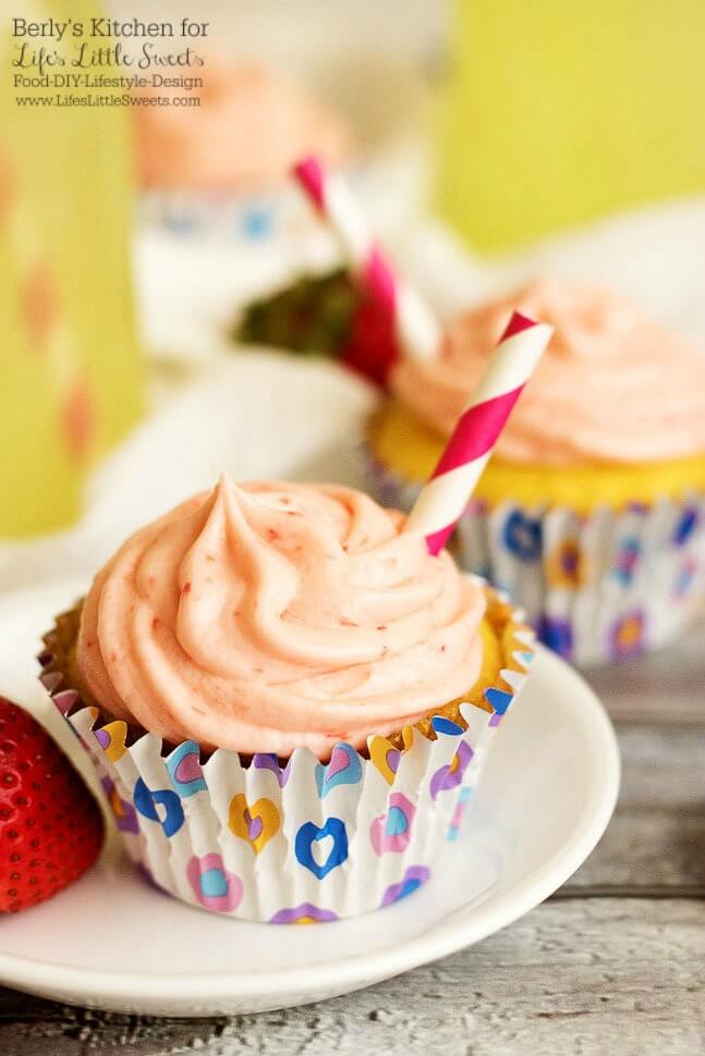 Strawberry Lemonade Cupcakes | Here are 12 Mother's Day Recipes for Mother's Day! From Breakfast, to salad, to dinner, and dessert options, we have something to make Mom feel special and treated! www.LifesLittleSweets.com