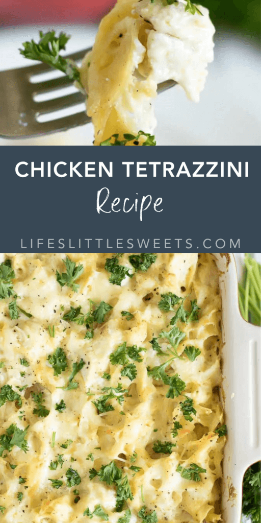 chicken tetrazzini with text overlay