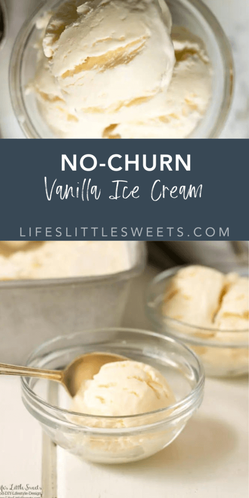 no churn vanilla ice cream with text overlay