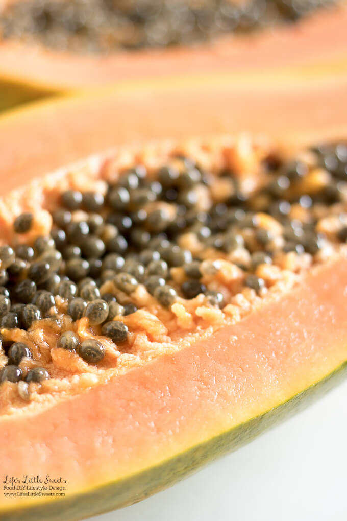 Up close with papaya | Cottage Cheese Papaya is perfect for breakfast or a snack. Ripe, light and sweet papaya is paired with cottage cheese making an easy, healthy and filling breakfast. www.lifeslittlesweets.com