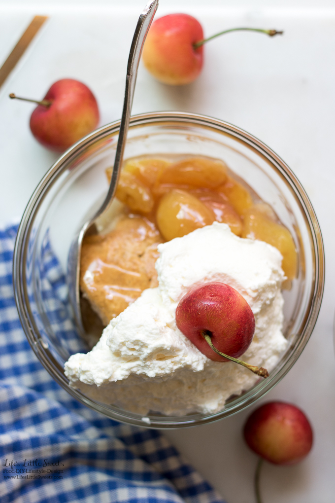 This Cherry Cobbler Recipe is sweet, filled with delicious fresh cherries and perfect for any Summer gathering. (serves 6) www.lifeslittlesweets.com