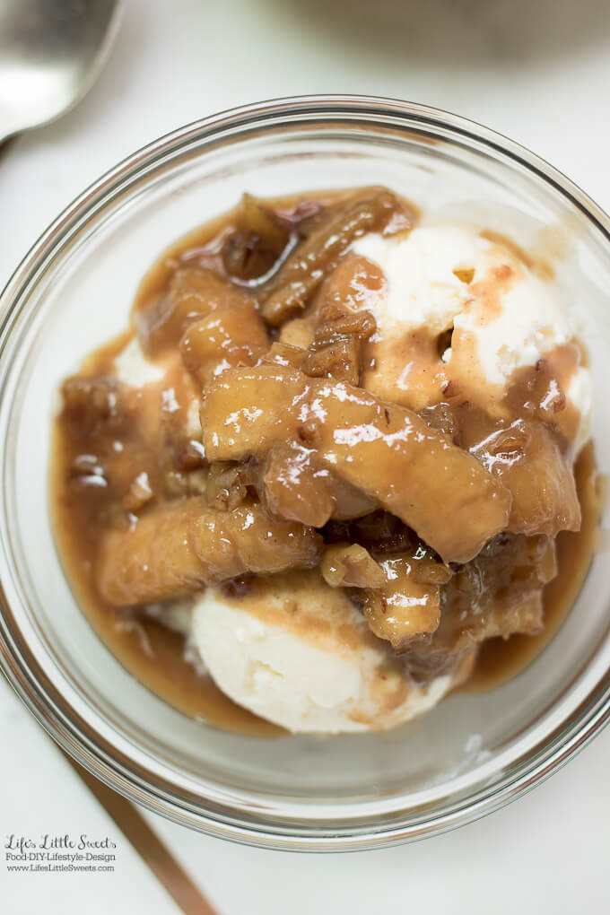 (msg 21+) This Bananas Foster Dessert Recipe is a version of a classic dessert invented in 1951 by a New Orleans chef, Paul Blangé. It combines differing temperatures of cold vanilla ice cream and a warm, banana, rum-infused caramel sauce. Enjoy with or without nuts (walnuts or pecans). (Serves 6) www.lifeslittlesweets.com