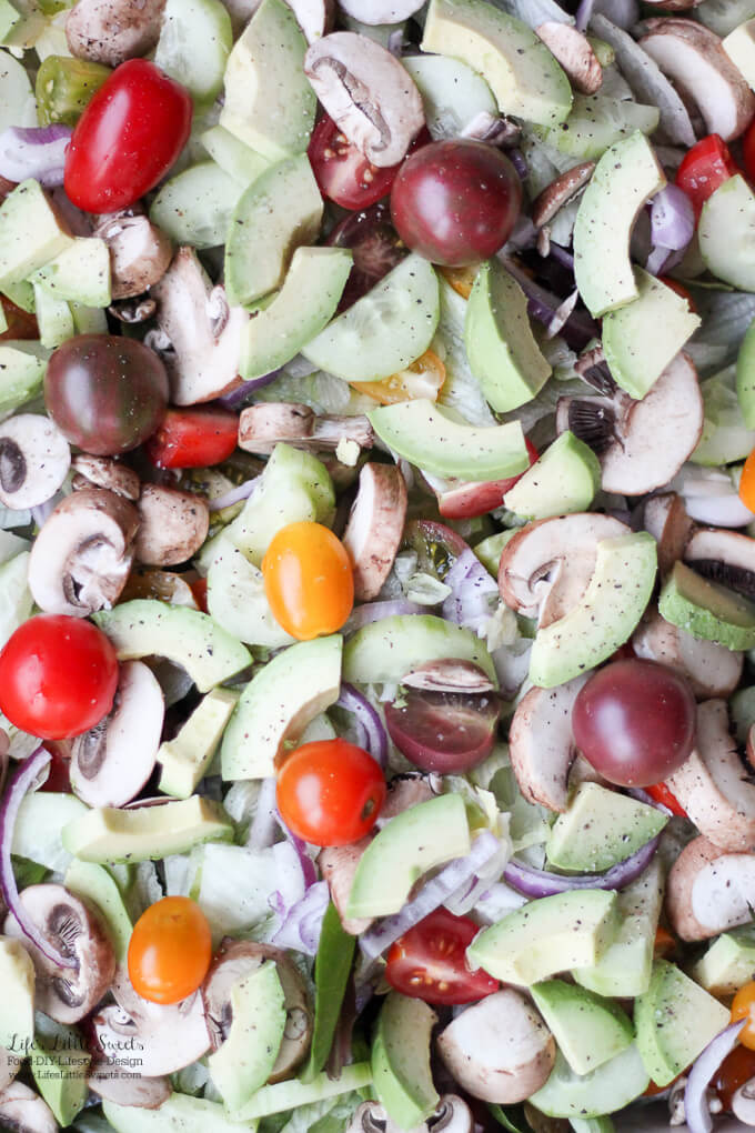 This Avocado Garden Salad Recipe is the perfect Spring or Summer salad or bringing to a BBQ, family dinner, holidays or any gathering. Filled with fresh garden flavors and creamy avocado, top it with your favorite dressing! www.lifeslittlesweets.com