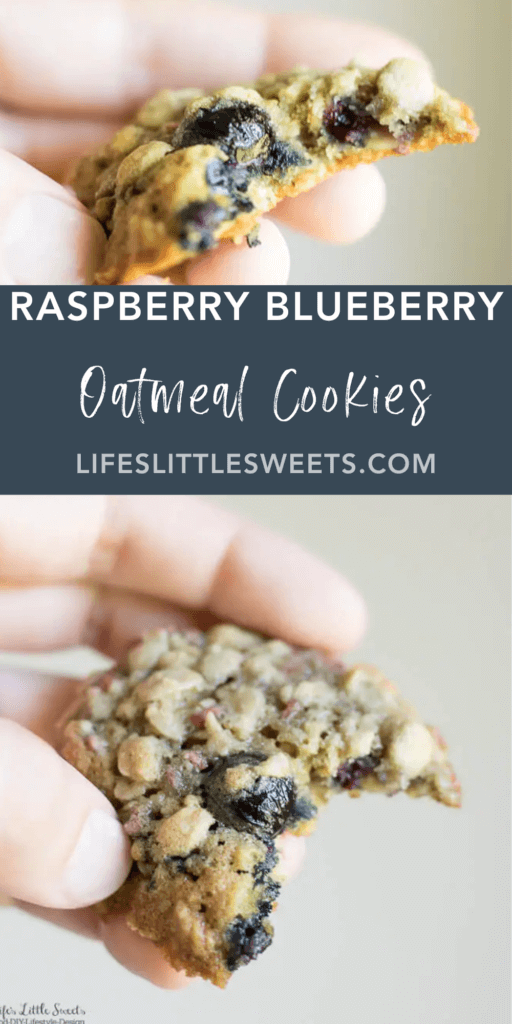raspberry blueberry oatmeal cookies with text overlay