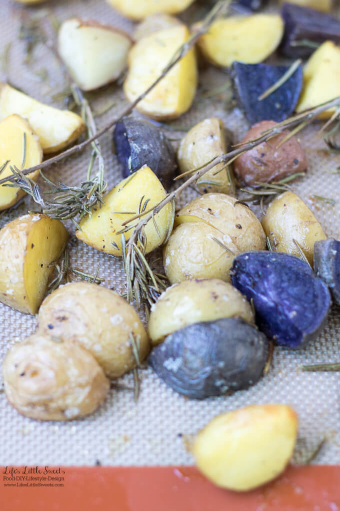 These Roasted Rosemary Potatoes are a savory, aromatic and delicious side dish to go with your meal or have them over a fresh salad. (vegan option)