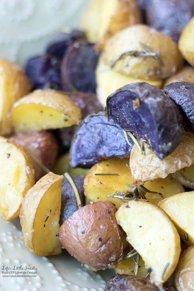 These Roasted Rosemary Potatoes are a savory, aromatic and delicious side dish to go with your meal or have them over a fresh salad. (vegan option)