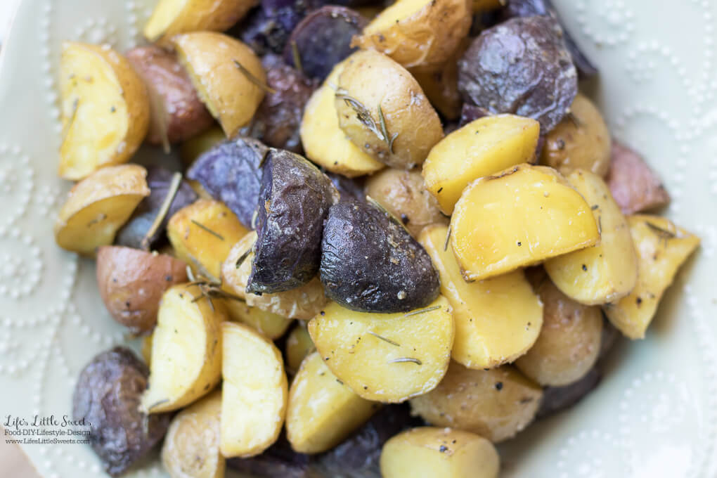 These Roasted Rosemary Potatoes are a savory, aromatic and delicious side dish to go with your meal or have them over a fresh salad. (vegan option)