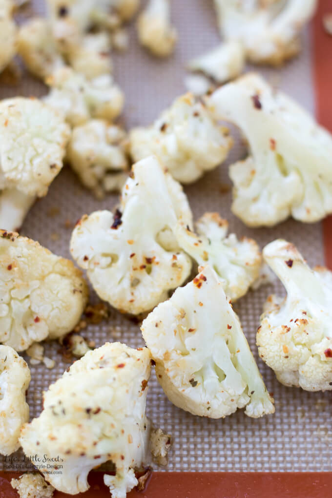 This Spicy Roasted Cauliflower is the perfect side to go with any dinner. It is savory and flavorful, with 3 ingredients and only takes 30 minutes to make!