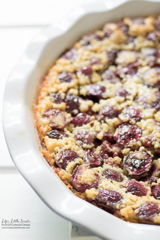 This Cherry Clafoutis Recipe is a baked, French dessert and the perfect way to serve up red cherries or your favorite stone fruit. Dusted with powdered sugar, it also goes nicely with whipped cream.