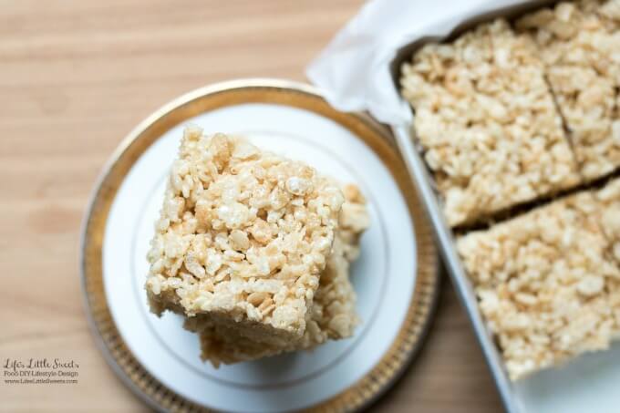 This Rice Krispies Treats Recipe yields big, butter-y and chewy squares (makes 9 squares).