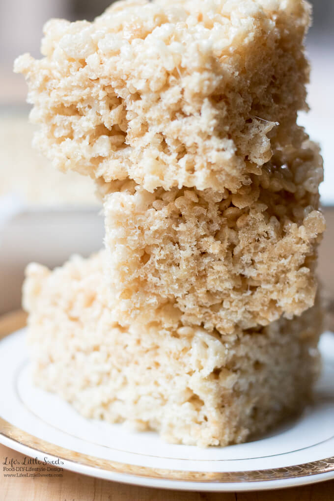 This Rice Krispies Treats Recipe yields big, butter-y and chewy squares (makes 9 squares).
