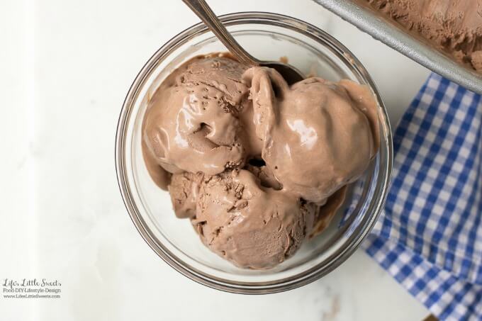 This No-Churn Chocolate Ice Cream, is easy, chocolate-y, scoopable and doesn't require and ice cream churn! (makes 1 loaf pan)