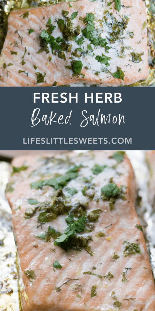 Fresh Herb Baked Salmon with text overlay