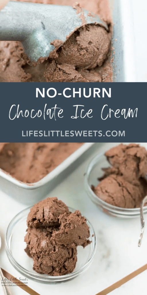 No-Churn Naturally Sweetened Chocolate Ice Cream with text overlay