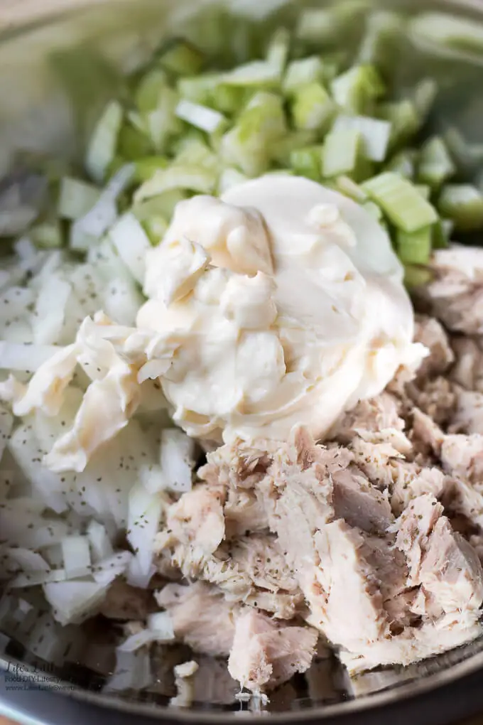 This Tuna Salad Recipe is an easy, basic salad recipe, perfect for Summer or any time of year. Whip it up for a quick bite to eat or make it for your next gathering! (gluten-free)