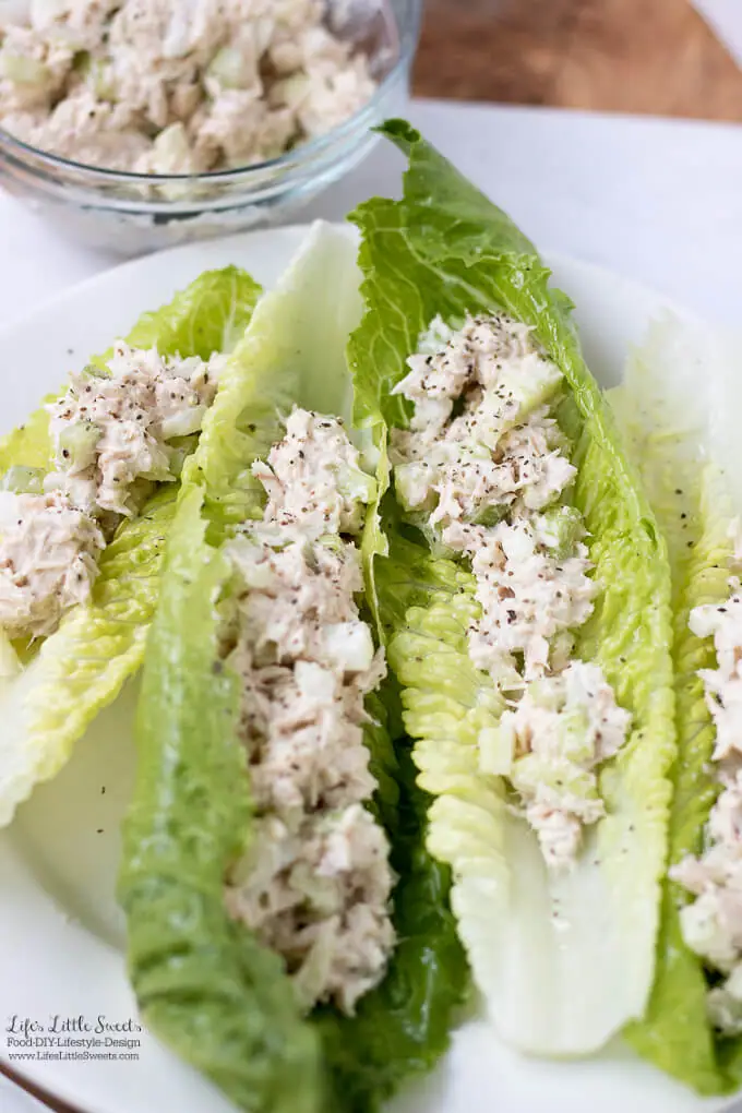 This Tuna Salad Lettuce Wraps recipe has Romaine lettuce and my basic, Tuna Salad Recipe! (gluten-free)