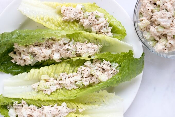 This Tuna Salad Lettuce Wraps recipe has Romaine lettuce and my basic, Tuna Salad Recipe! (gluten-free)