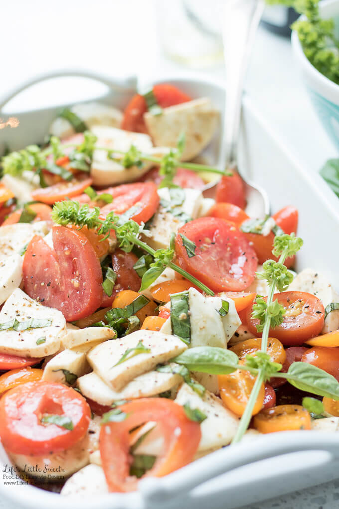 This Tomato Basil Mozzarella Salad is fragrant and full of garden-fresh flavors. The dressing is a simple extra virgin olive oil and balsamic vinaigrette. (gluten-free)2