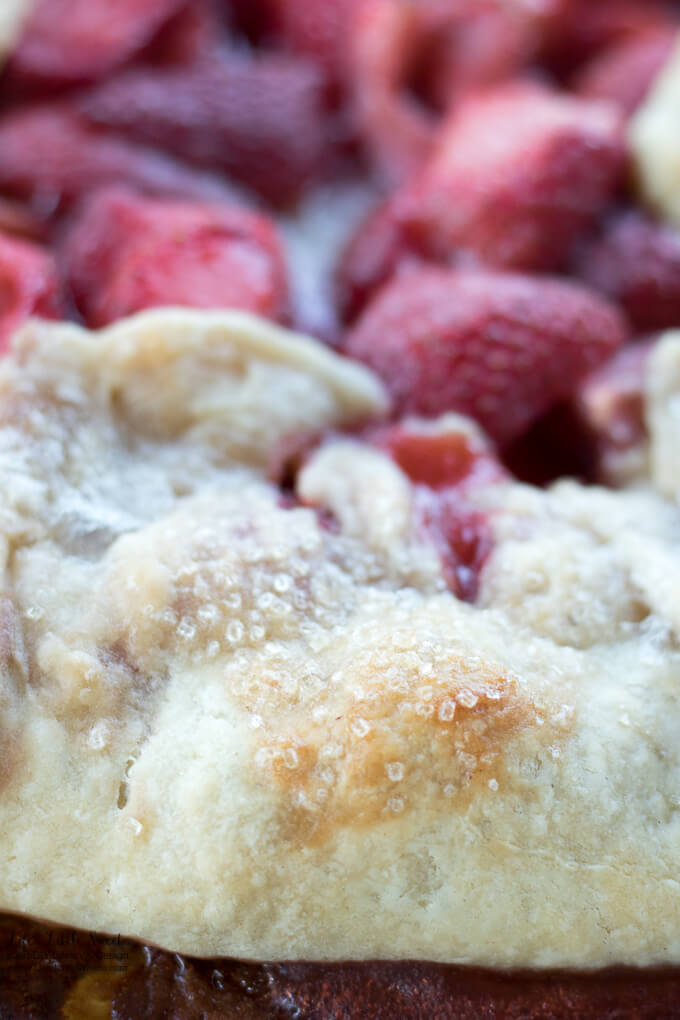 Strawberry Galette is a sweet, delicious, Summer and garden-inspired dessert recipe filled with ripe strawberries and encased in a homemade, flakey pie crust. It goes perfectly with a large scoop of vanilla ice cream! (6-8 servings)