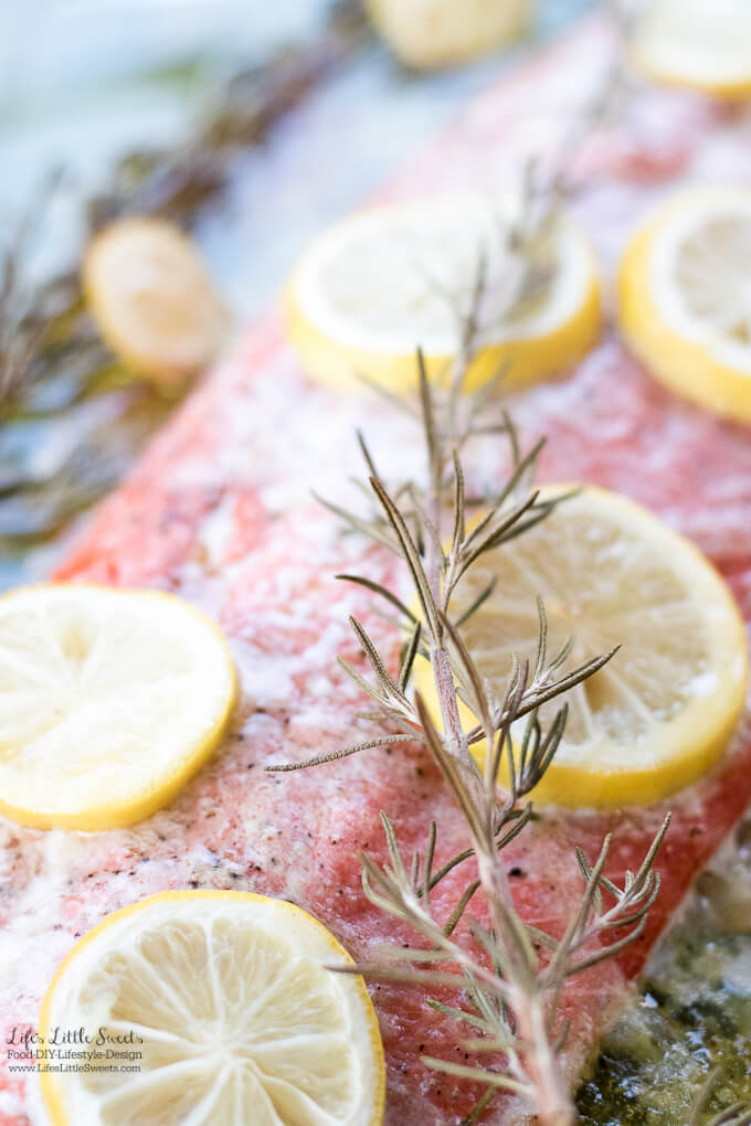 Lemon Rosemary Salmon is a bright, simple, savory and delicious Salmon recipe. (serves 4-6)