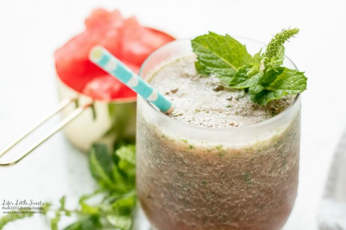This Frozen Watermelon Mint Slushy recipe is a frosty, sweet, Summer-y drink to help you cool off. (1-2 servings, vegan, gluten-free)