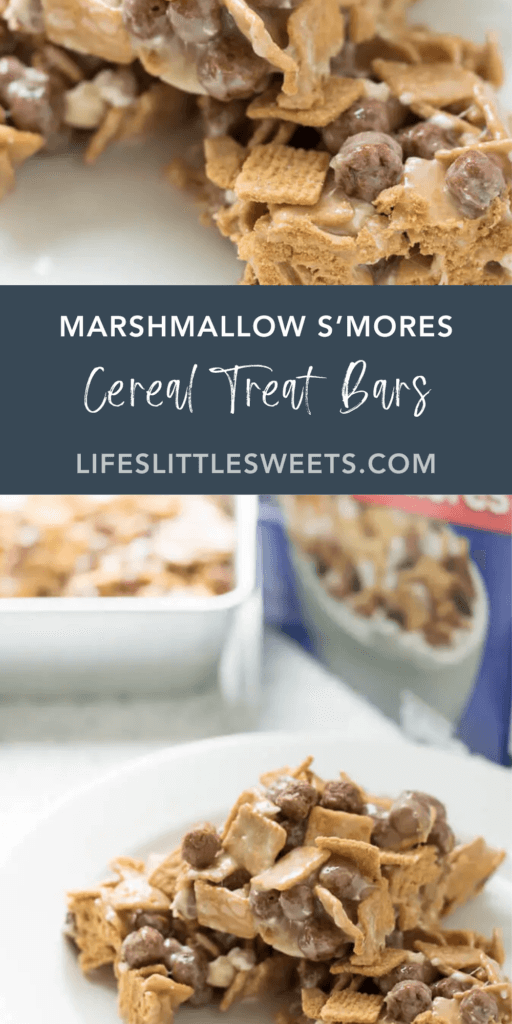 Marshmallow S'Mores Treat Bars with text overlay