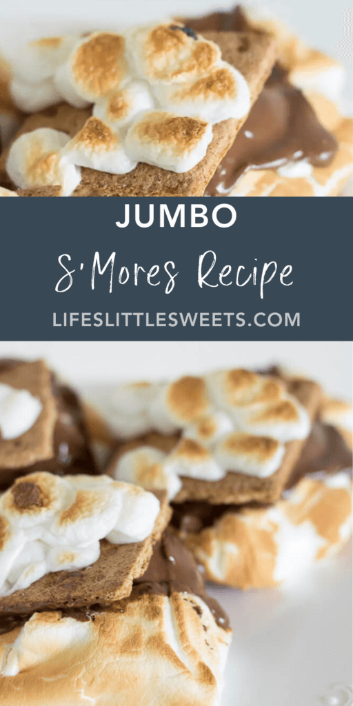 jumbo smores recipe with text overlay