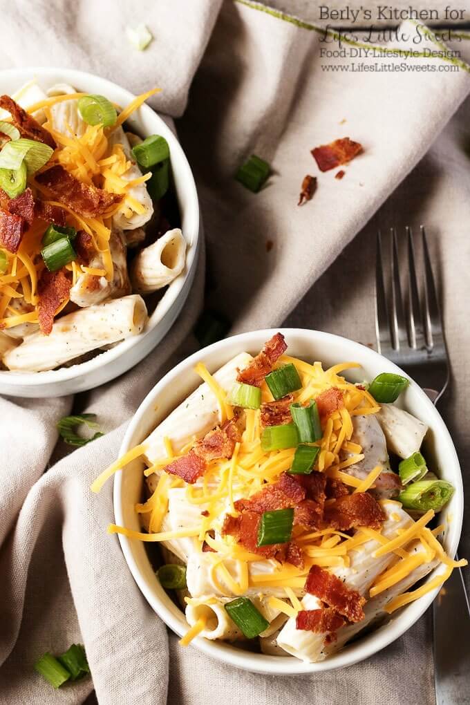 This chicken bacon ranch cold pasta salad is loaded with everything you love and is the perfect dish to satisfy your cravings for a savory meal in a bowl. (4 servings)