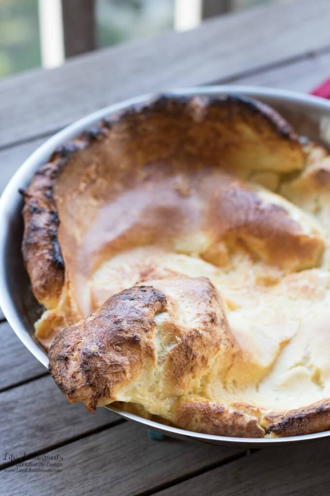 This Dutch Baby Pancake Recipe is an alternative to traditional pancakes; one large pancake baked in the oven produces a fluffy, satisfying pancake for breakfast or brunch! (1-2 servings)