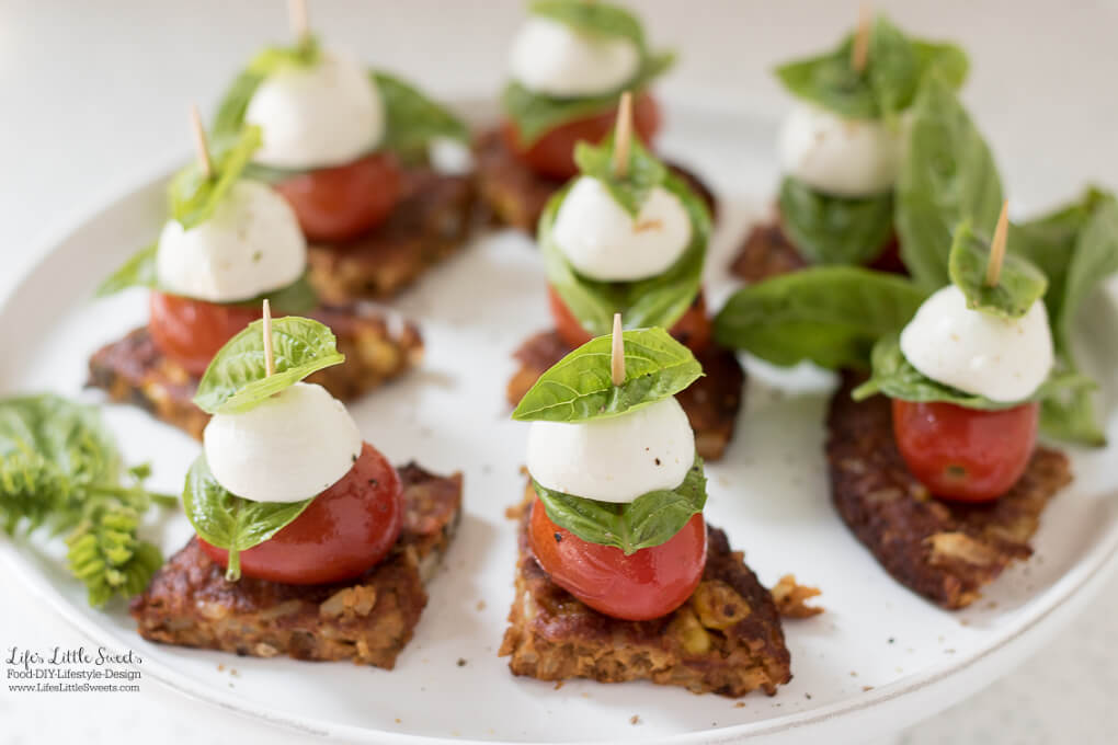 Tomato Basil Mozzarella Black Bean Burger Bites Vegetarian