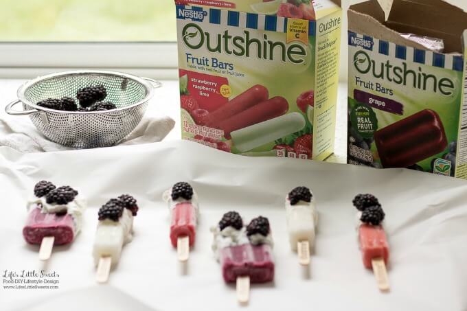 These Yogurt-Dipped Blackberry Fruit Bars are the perfect snack after a meal or between meals. They are made with blackberries, Greek yogurt and Outshine® Fruit Bars. #SnackBrighter #ad