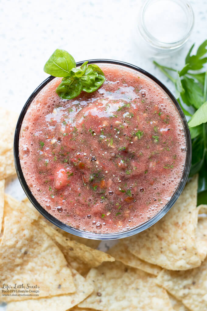 Homemade Garden Fresh Salsa has only 8 simple ingredients or less and takes only minutes to make in the food processor! (gluten-free, vegan)