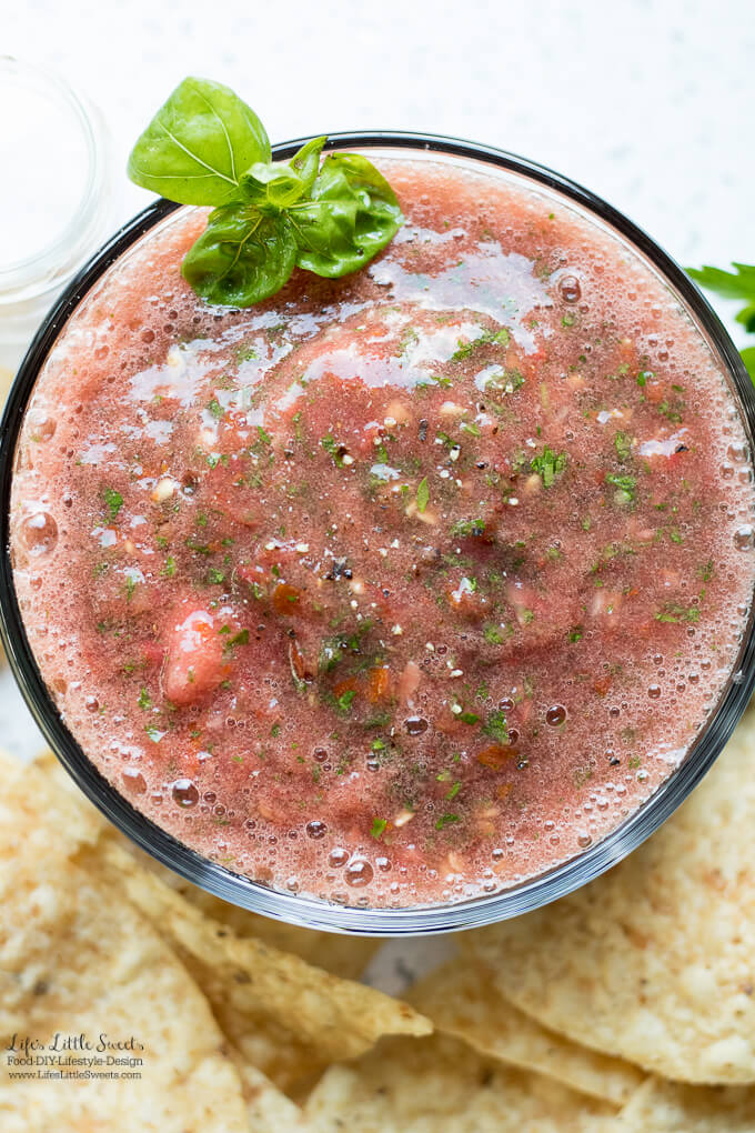 Homemade Garden Fresh Salsa has only 8 simple ingredients or less and takes only minutes to make in the food processor! (gluten-free, vegan)