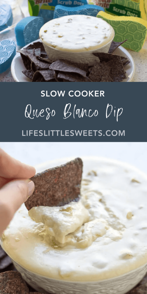 Slow Cooker Queso Blanco Dip with text overlay