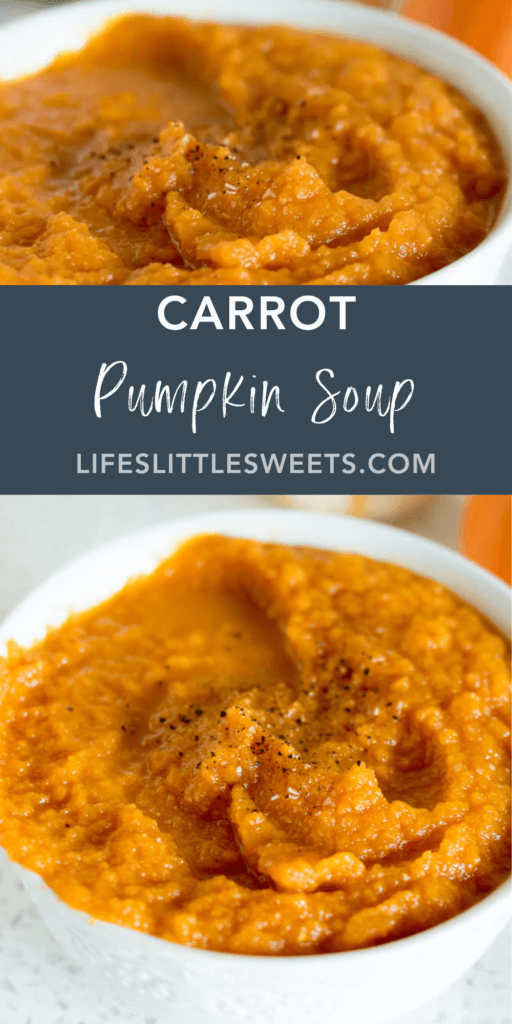 carrot pumpkin soup with text overlay