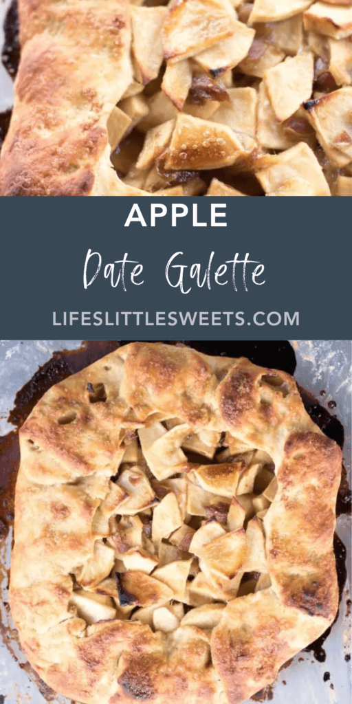 apple date galette with text overlay