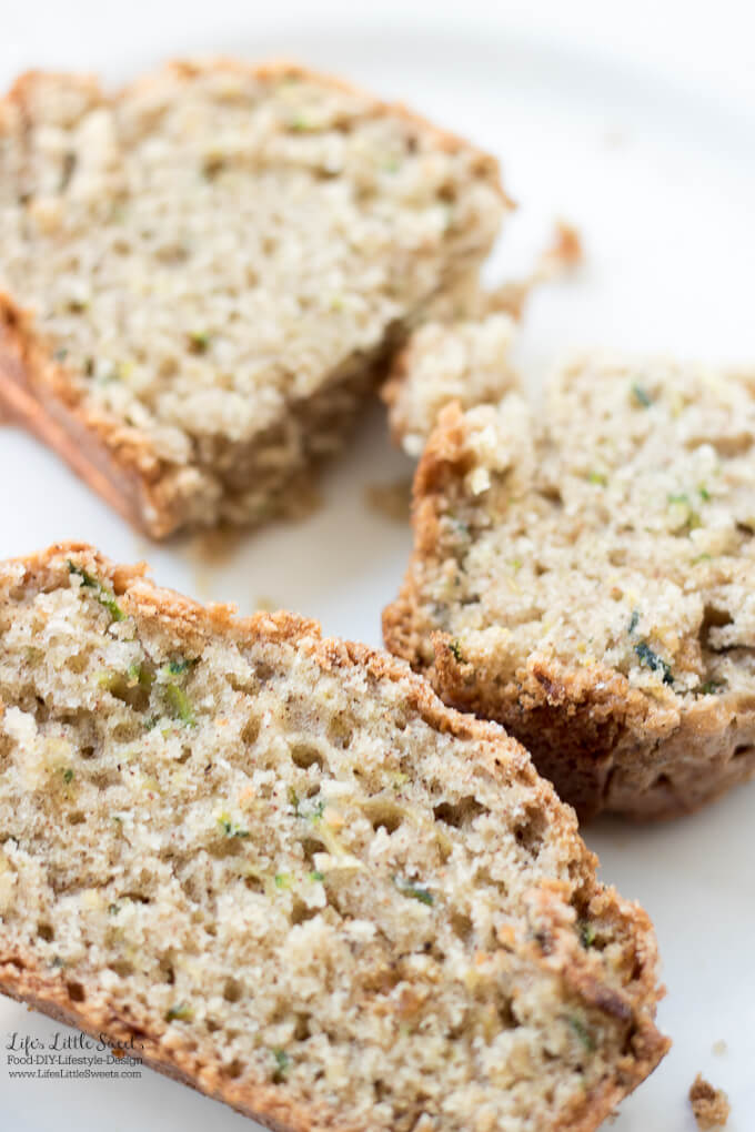 This Homemade Zucchini Bread Recipe is moist and filled with 1 cup of shredded zucchini. This delicious, quick bread has crunchy Demerara sugar on the top and it makes a great snack (makes 1 loaf).
