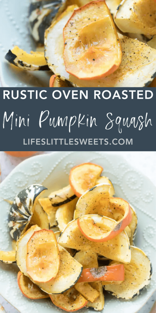 oven roasted mini pumpkin squash with text overlay