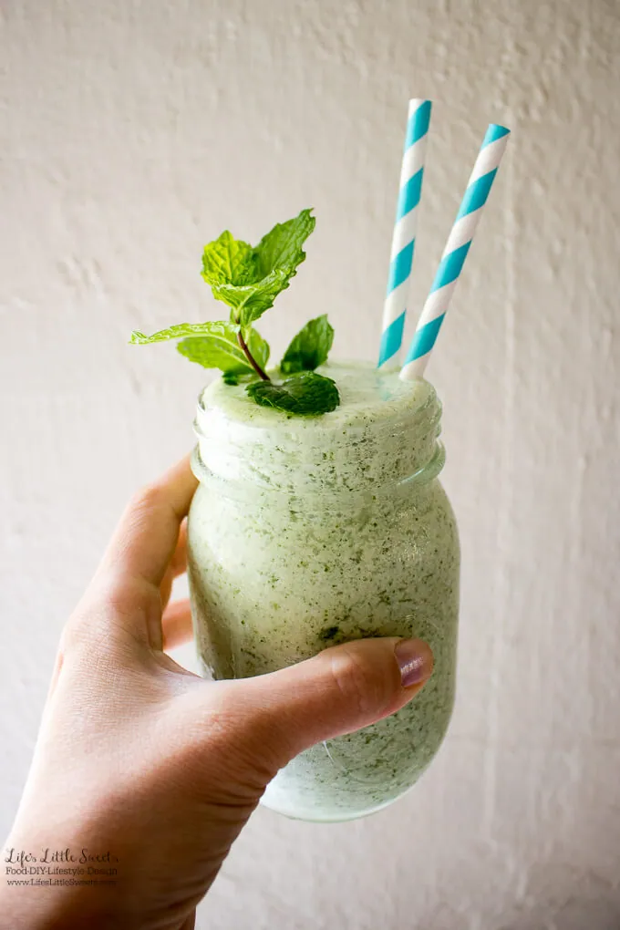 Lemon Mint Frappé is an frozen, refreshing, sweet and tart drink that will make your taste buds happy. This recipe uses Torani Real Cream Plain Frappé Mix. #MyToraniFrappe #CollectiveBias #ad #drink #mint #lemon #freshmint #Torani #frappe #ice 