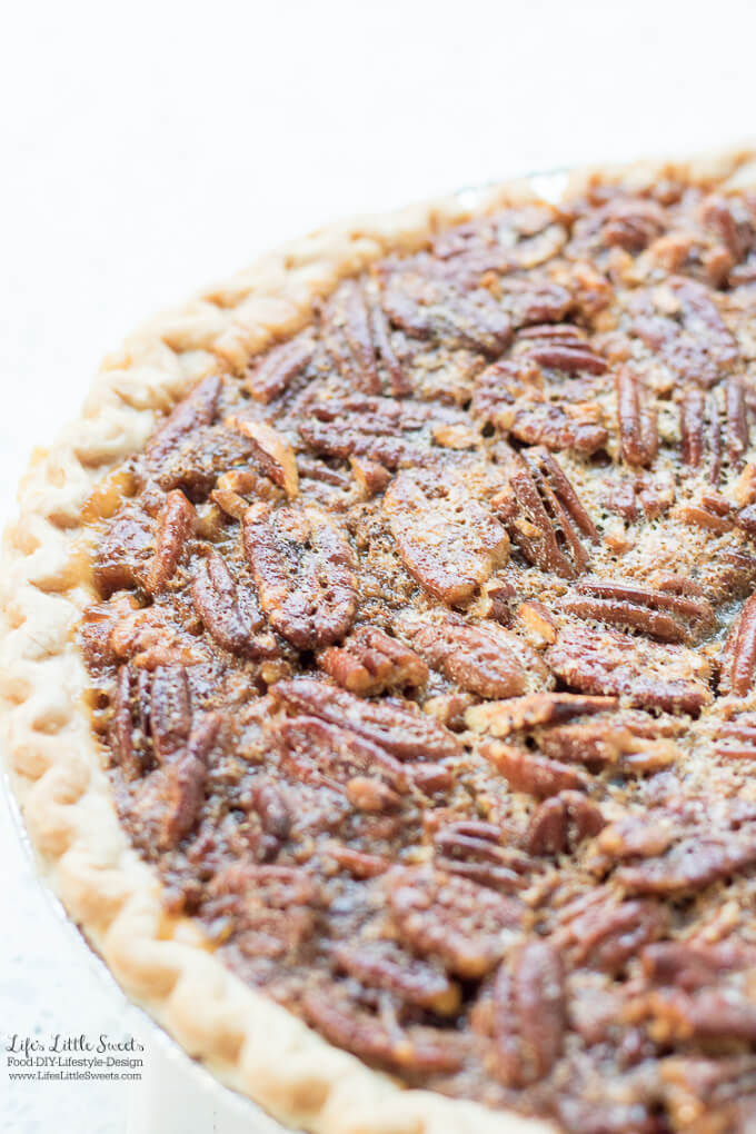 This Easy Pecan Pie Recipe is a sweet, delicious, classic pie recipe - perfect for the Thanksgiving table or any dessert table. You can take a shortcut using a pre-made, deep dish pie crust and enjoy a sweet homemade pie filling. It goes great with a hot cup of coffee or tea. (makes 8 slices) #pecanpie #pecans #pecan #dessert #Thanksgiving #sweet #pie