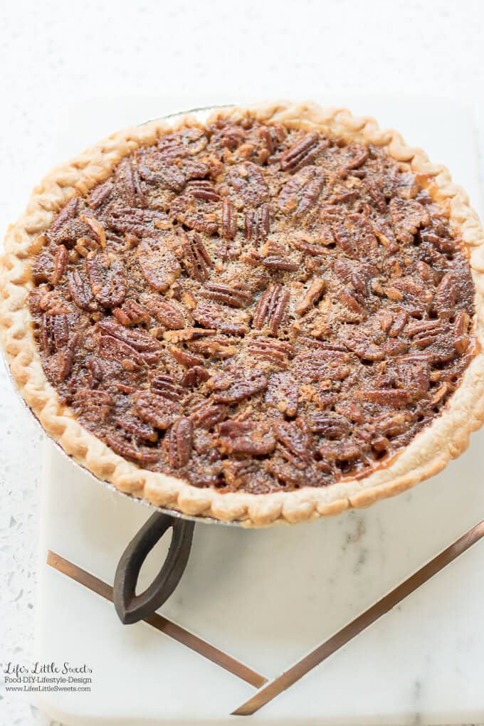 This Easy Pecan Pie Recipe is a sweet, delicious, classic pie recipe - perfect for the Thanksgiving table or any dessert table. You can take a shortcut using a pre-made, deep dish pie crust and enjoy a sweet homemade pie filling. It goes great with a hot cup of coffee or tea. (makes 8 slices) #pecanpie #pecans #pecan #dessert #Thanksgiving #sweet #pie