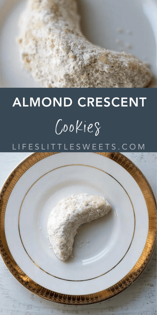 almond crescent cookies with text overlay
