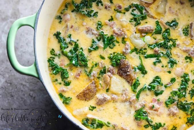 We're knee-deep in soup season and this Homemade Zuppa Toscana is a top contender for my favorite soup! Both because it's tasty and because it's easy to throw together. It could also be considered a good or bad thing that my whole family loves it. The last time I made it, the leftovers were barely a bowlful. #recipe #homemade #recipe #soup #zuppatoscana #copycat