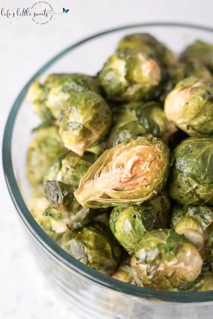 These Oven Roasted Brussels Sprouts are the perfect, healthy, vegan side dish for dinner or holiday gatherings. Simply seasoned and always delicious! (vegan, gluten-free) #vegan #glutenfree #oliveoil #roasted #vegetarian #brusselsprouts #side