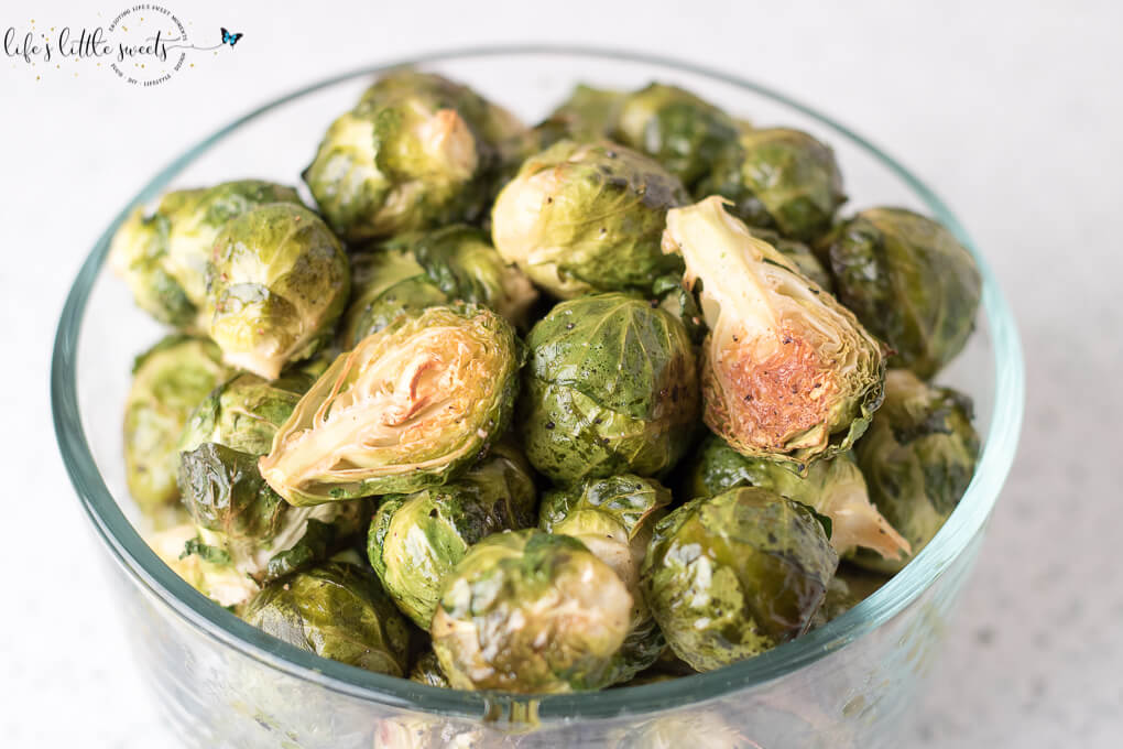 These Oven Roasted Brussels Sprouts are the perfect, healthy, vegan side dish for dinner or holiday gatherings. Simply seasoned and always delicious! (vegan, gluten-free) #vegan #glutenfree #oliveoil #roasted #vegetarian #brusselsprouts #side