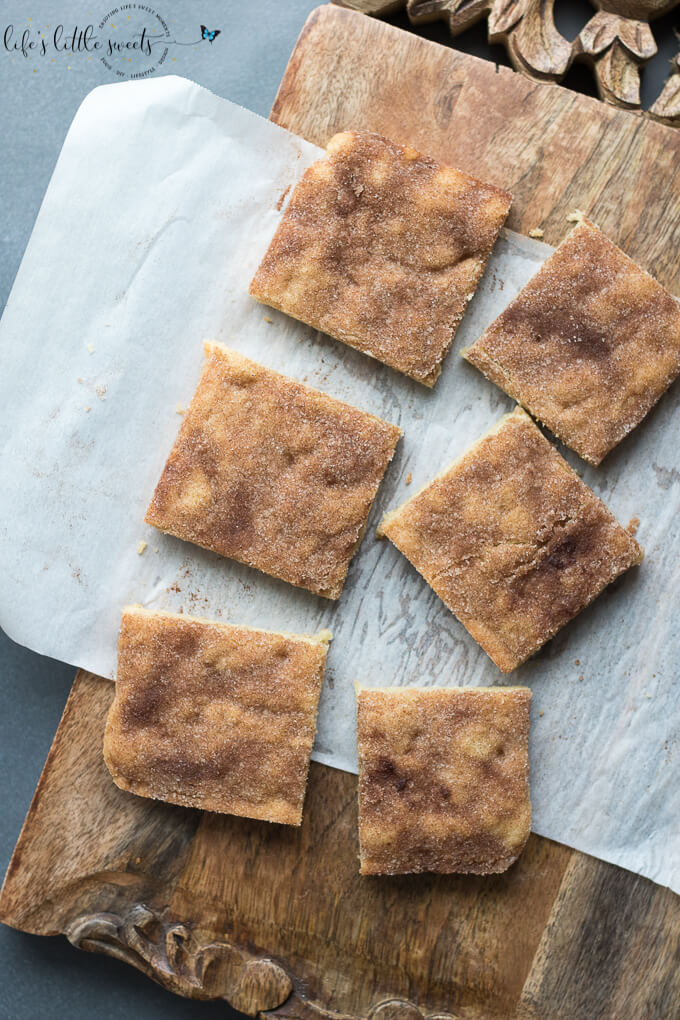 Snickerdoodle Cookie Bars have all the great, sweet taste of Perfect Snickerdoodle Cookies in a easy to prepare cookie bar. Topped with cinnamon sugar mixture, these bars have all the deliciousness of a snickerdoodle cookie. (makes 9 bars) #cookies #bars #cinnamon #snickerdoodles #snickerdoodle #sugar #Saigoncinnamon